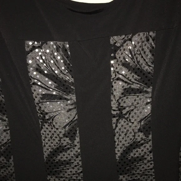 CONNECTED APPAREL NWT AUTHENTIC BLACK WITH SILVER GLITTER DOTS SLEEVELESS DRESS - Picture 6 of 11